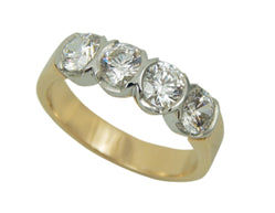 9Ct Yellow Gold Four Diamond Ring One Carat In Total