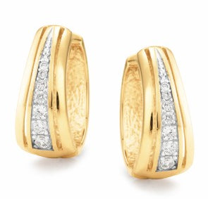 9ct yellow gold Diamond Set Huggie Hoopd Earrings