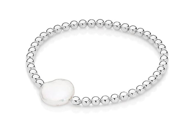 Sterling Silver Ball And Freshwater Pearl Bracelet