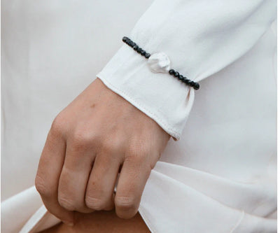 Black Spinel And White Keishi Pearl Bracelet