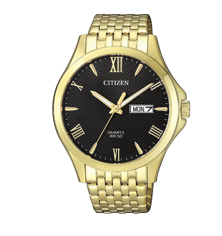 Citizen Mens Citizen Gold Plated Analogue Watch BF2022-55H – Time