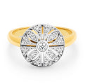 Yellow Gold Antique Style Diamond Cluster Ring