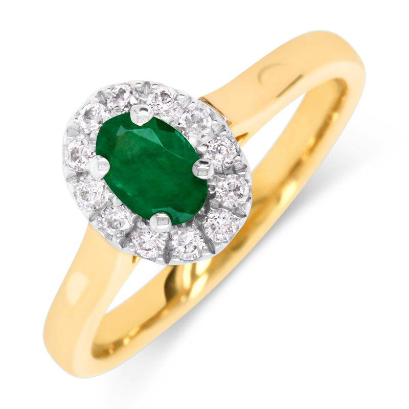 9Ct Emerald & Diamond Ring