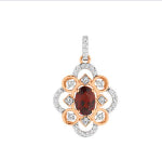 9ct Rose And White Gold Garnet And Diamond Pendant (Pendant Only)
