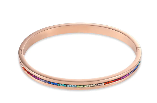Coeur De Lion Bracelet In Rose Gold With Multi Coloured Crystals