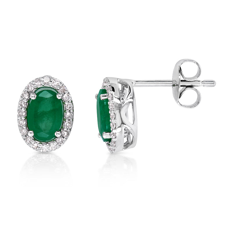 9ct Emerald & Diamond Earrings