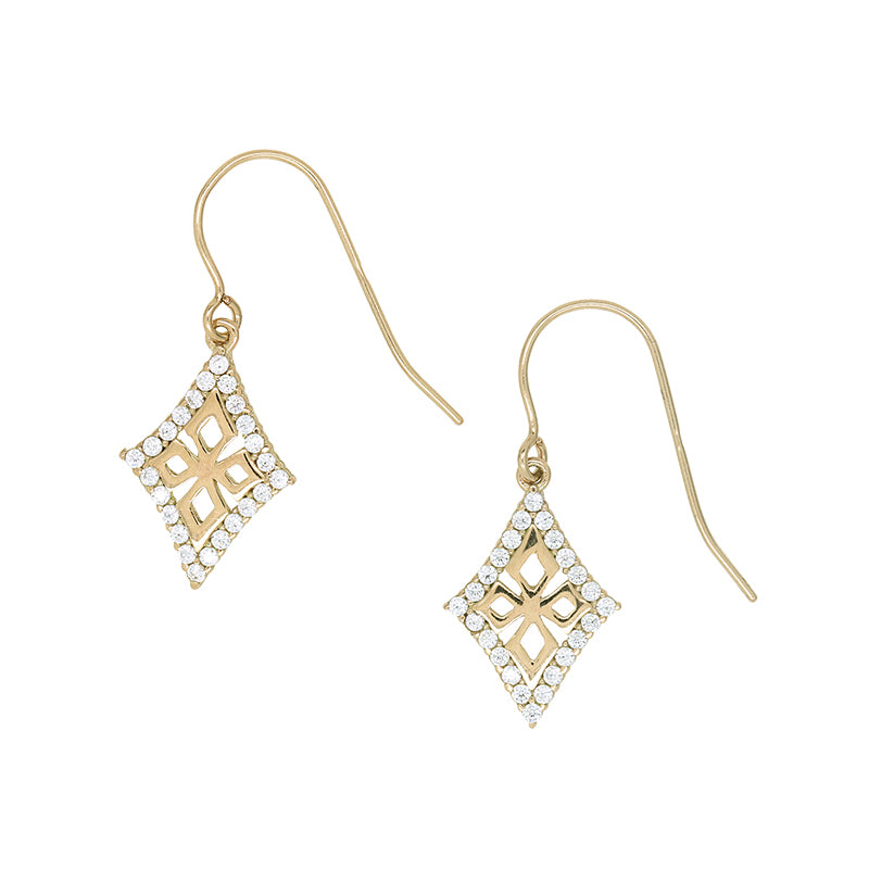 9ct Cubic Zirconia Diamond Shaped Drop Earrings