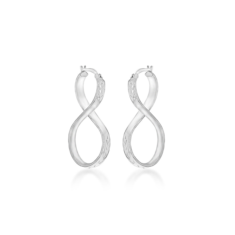 Time for Diamonds Sterling Silver Figure 8 Hoop Earrings Time For Diamonds