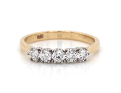 9Ct Yellow Gold Five Diamond Ring