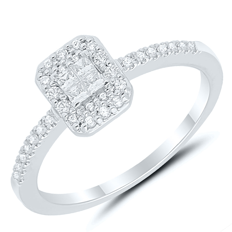 9ct White Gold Diamond Ring