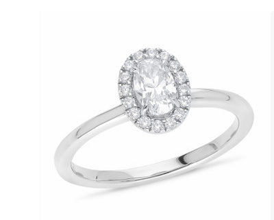 18Ct White Gold Oval Halo Cluster