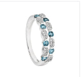 9ct White Gold Blue Topaz And Diamond Ring
