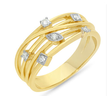 9Ct Yellow Gold Diamond Dress Ring