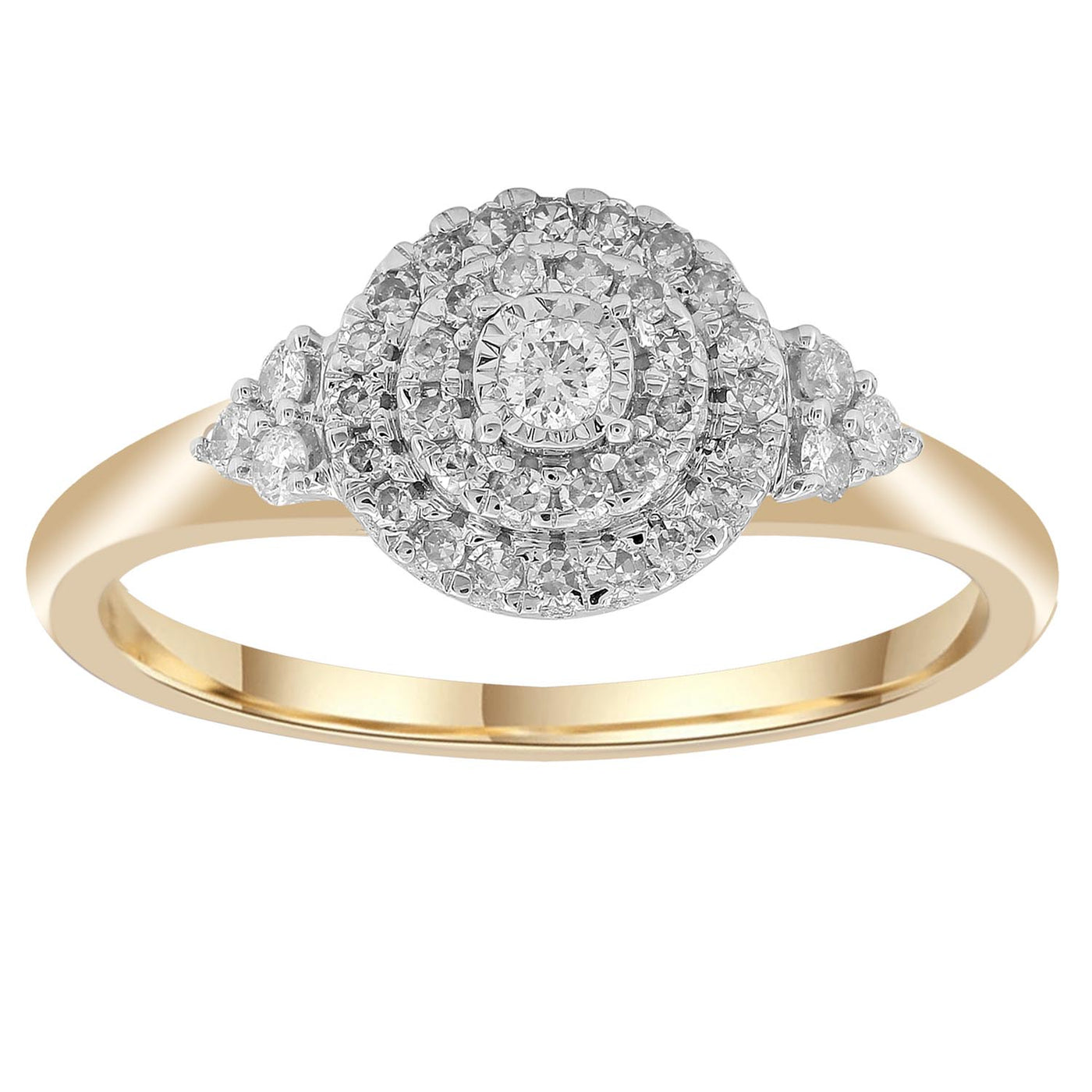 9ct yellow gold cluster diamond ring