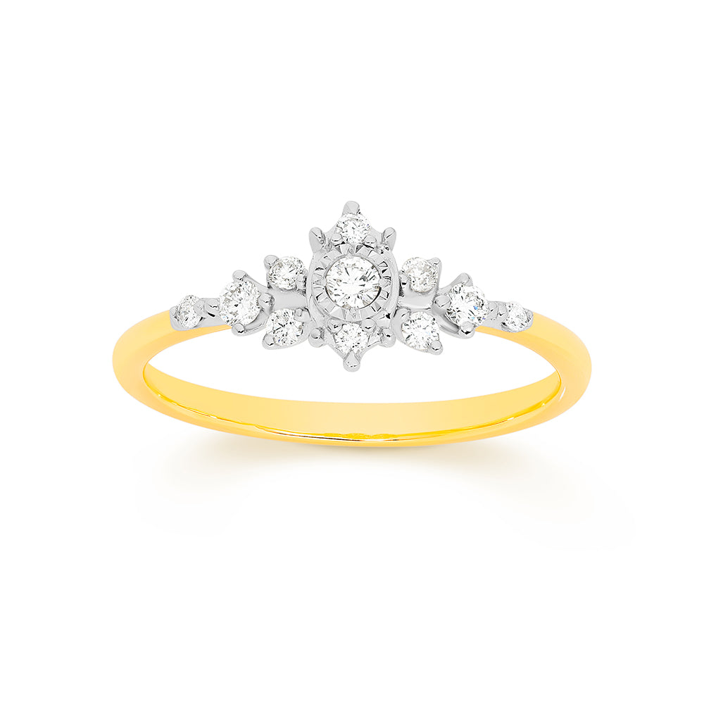 9Ct Yellow Gold Vintage Style Diamond Ring