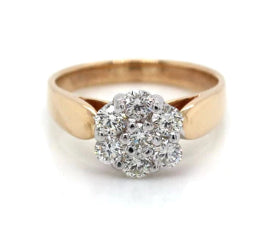 9Ct Yellow Gold Diamond Cluster Ring