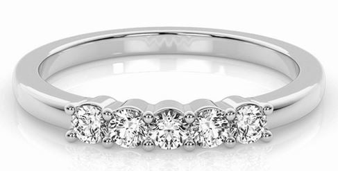 9ct White Gold 5 Lab Diamond Ring