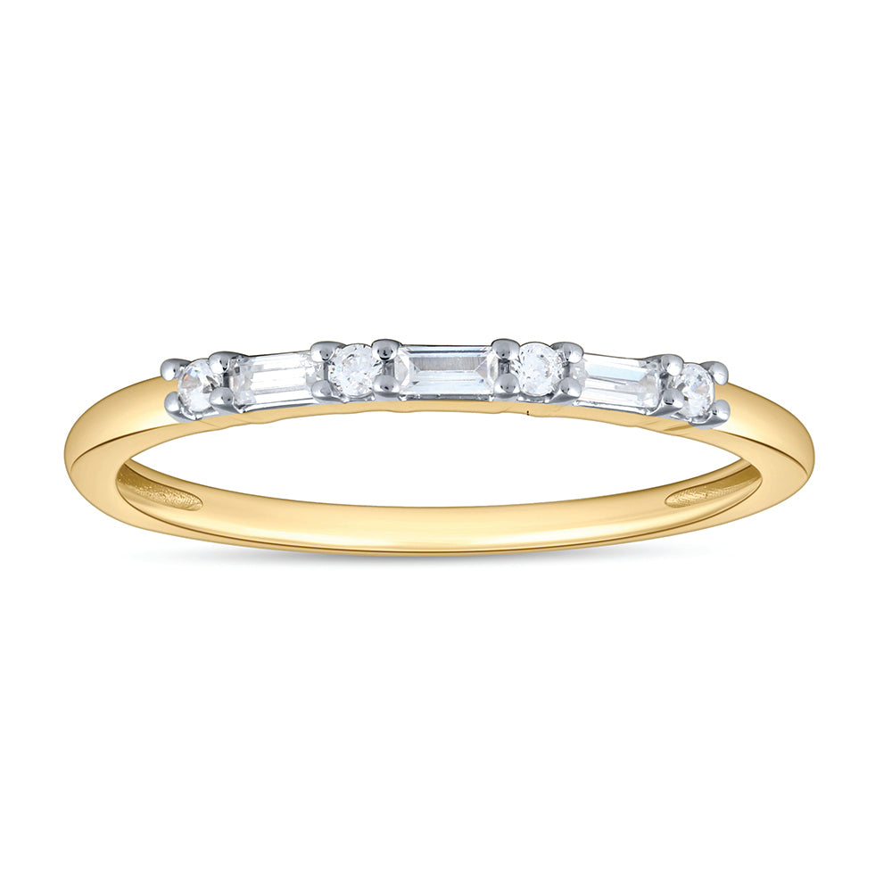 9ct Yellow Gold Lab Grown Baguette And Round Diamond Band