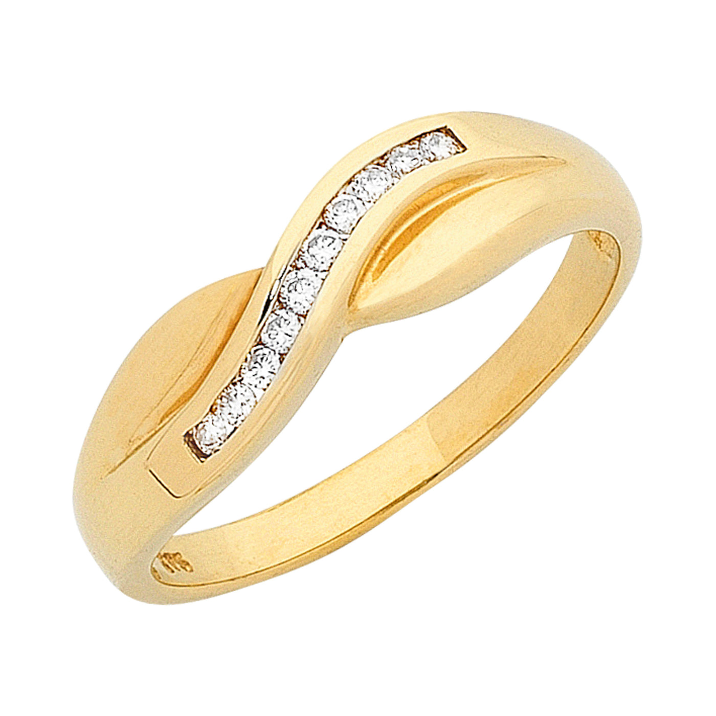 9ct Yellow Gold Diamond Crossover Ring