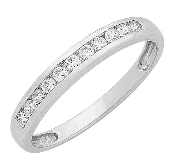 9ct White Gold Channel Set Diamond Ring