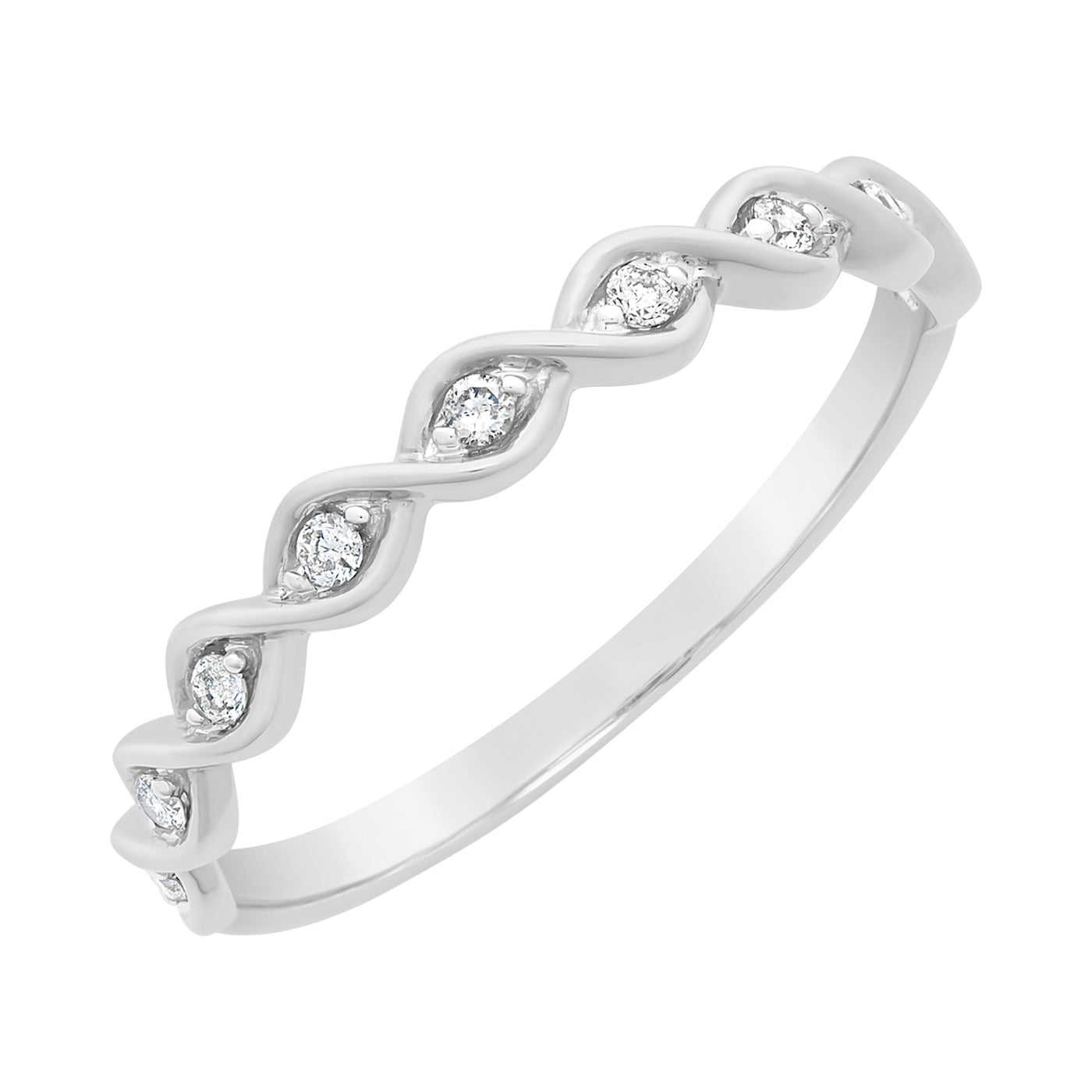 9ct White Gold Twist Diamond Ring