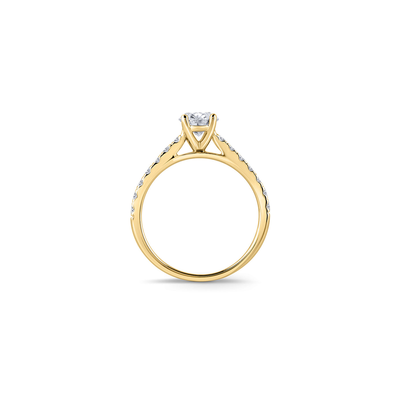 18ct Yellow Gold Oval Solitaire Diamond With Shoulder Diamonds