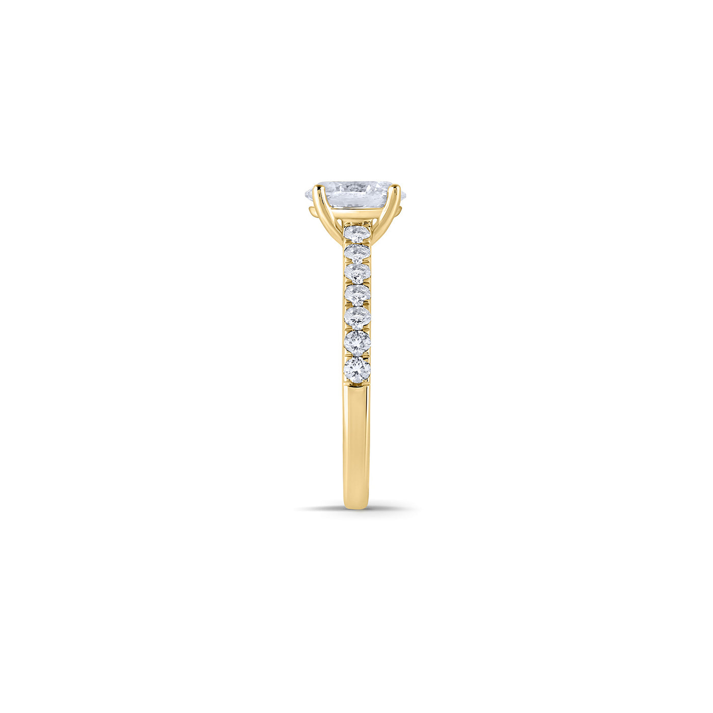 18ct Yellow Gold Oval Solitaire Diamond With Shoulder Diamonds