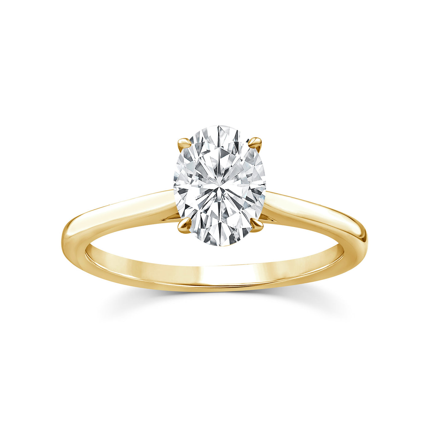 9ct Yellow Gold Oval 1.00Ct Lab Diamond Solitare Ring