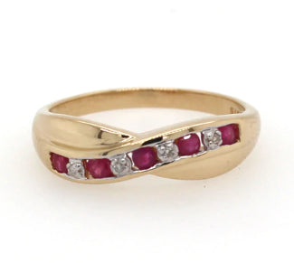 9Ct Yellow Gold Ruby And Diamond Ring