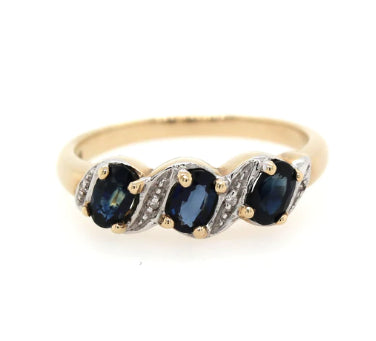 9Ct Yellow Gold Sapphire And Diamond Ring