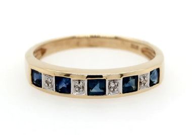 9Ct Yellow Gold Sapphire And Diamond Ring