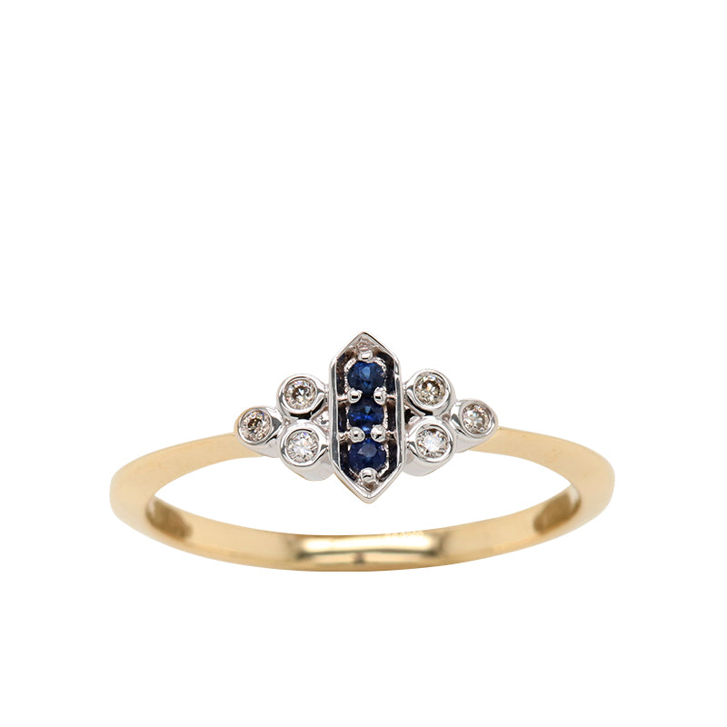 9Ct Yellow Gold Sapphire And Diamond Ring