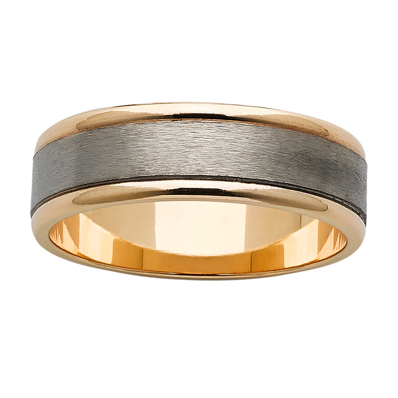 9Ct Yellow Gold And Titanium Ring