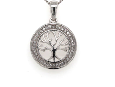 9Ct White Gold Tree Of Life Pendant