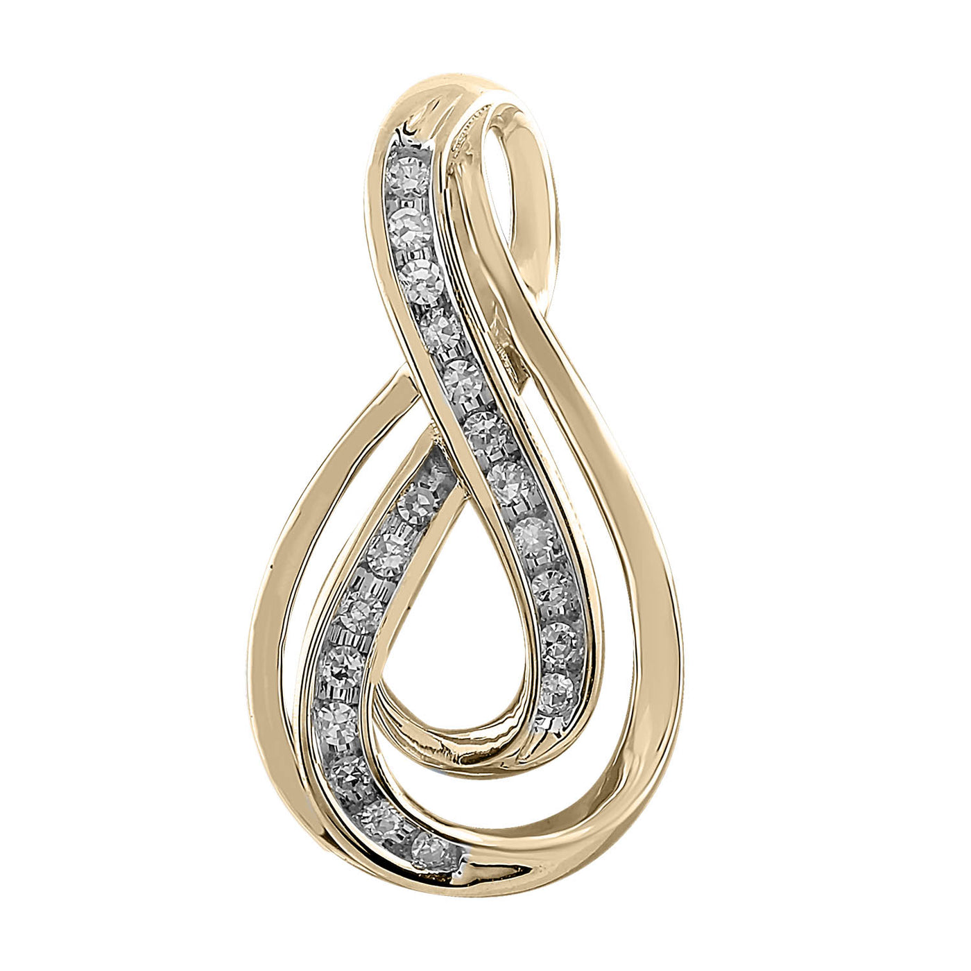 9Ct Yellow Gold Diamond Set Twist Pendant