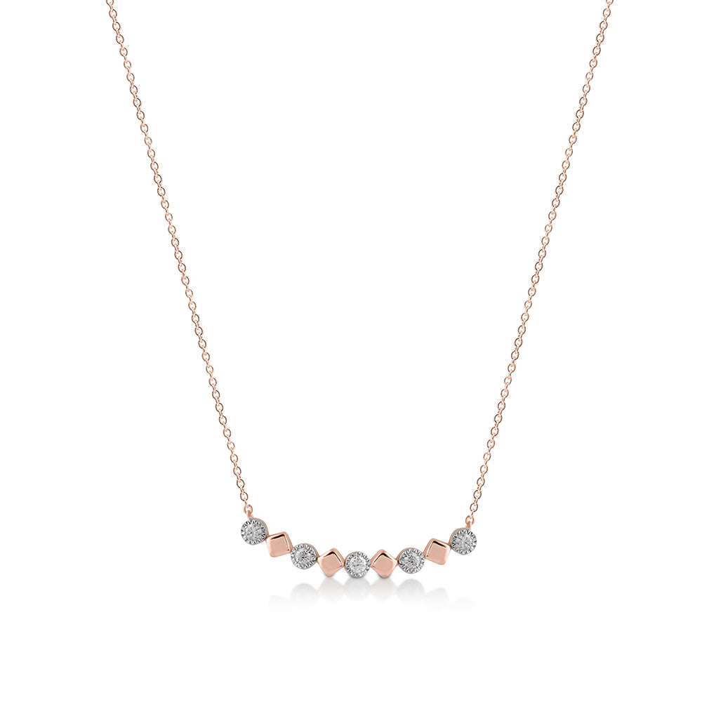 9Ct Rose Gold Diamond Set Necklace