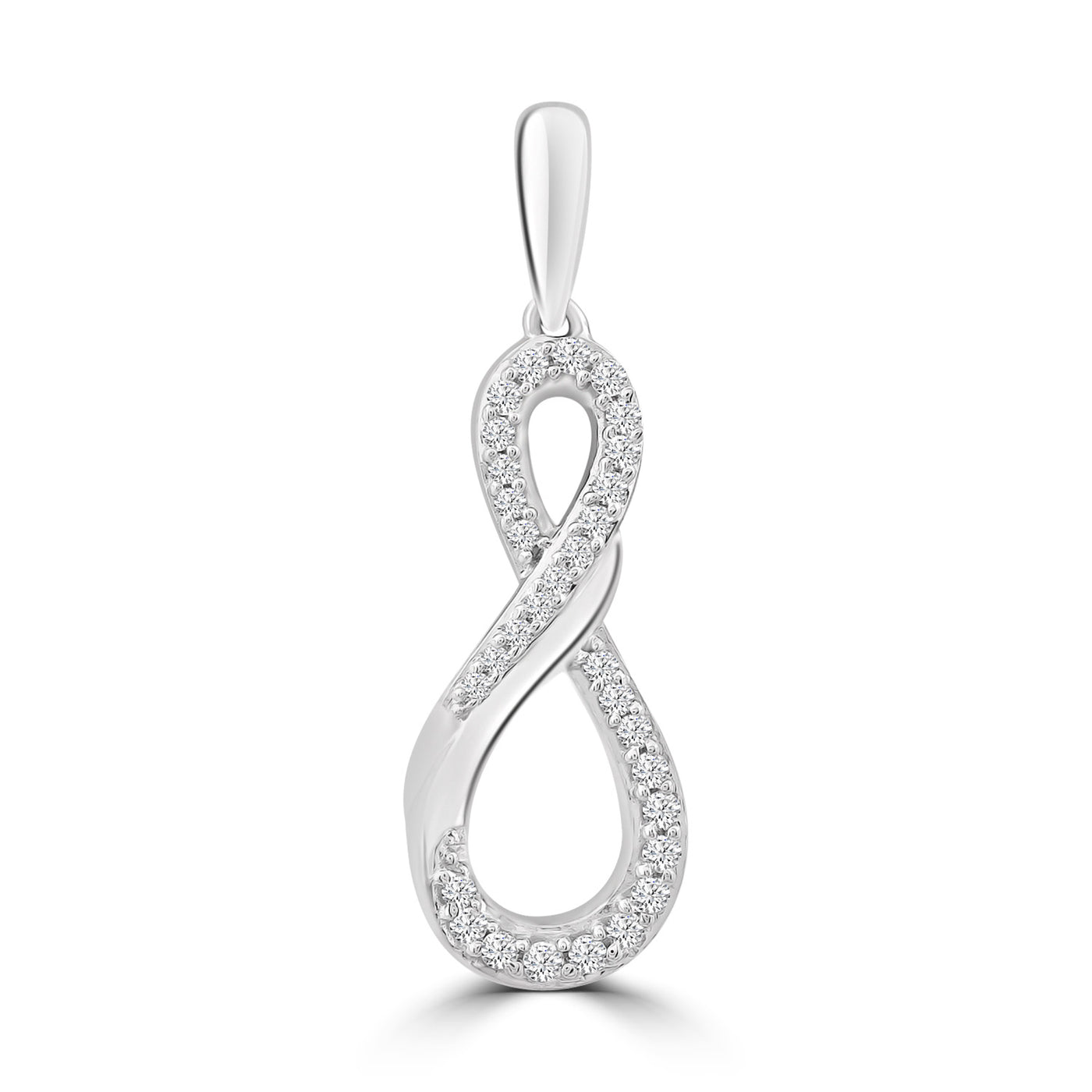 9Ct White Gold Diamond Set Infinity Pendant