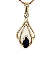 9Ct Yellow Gold Sapphire And Diamond Pendant
