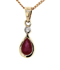 9Ct Yellow Gold Ruby And Diamond Pendant