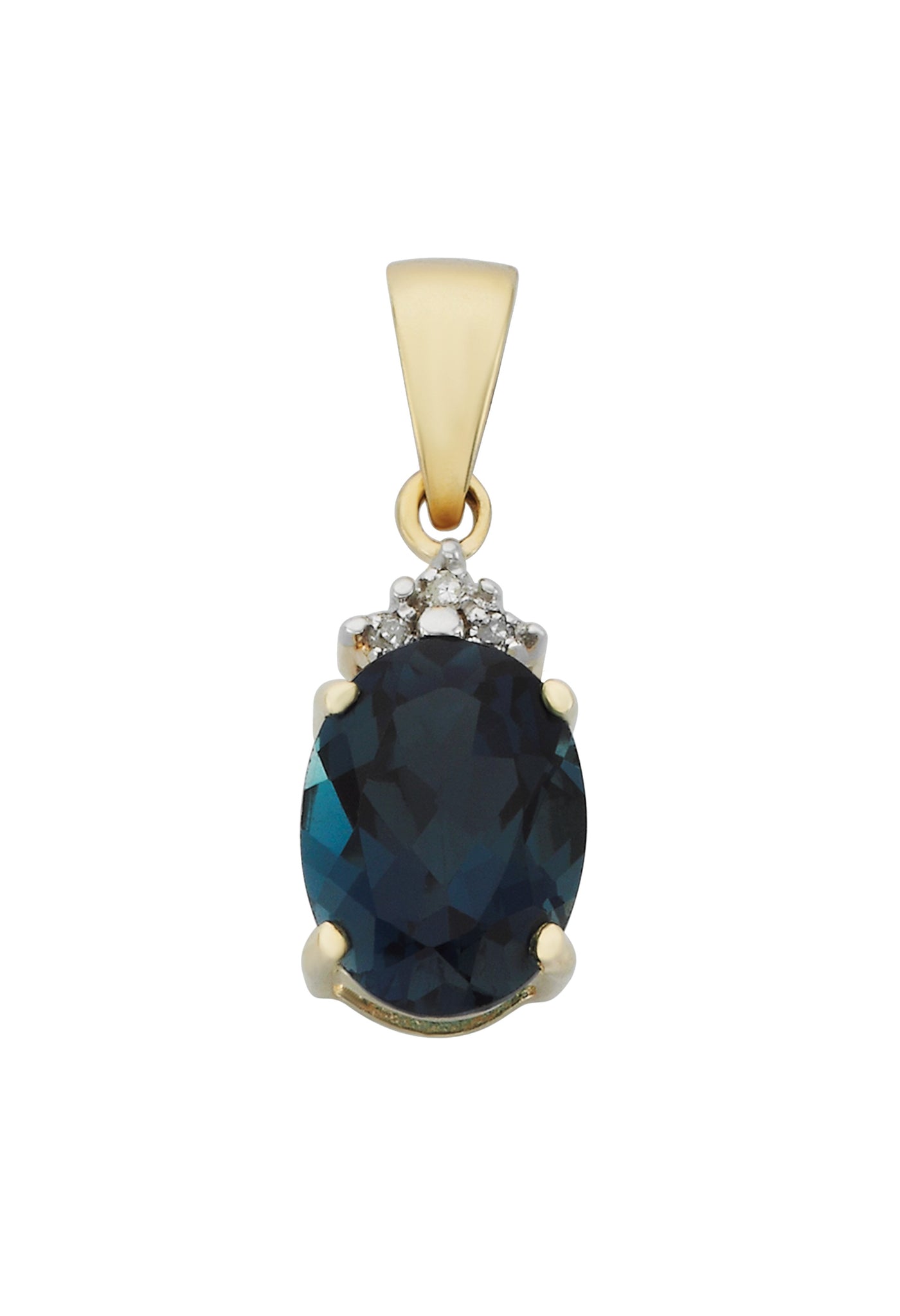 9Ct London Blue Topaz And Diamond Pendant