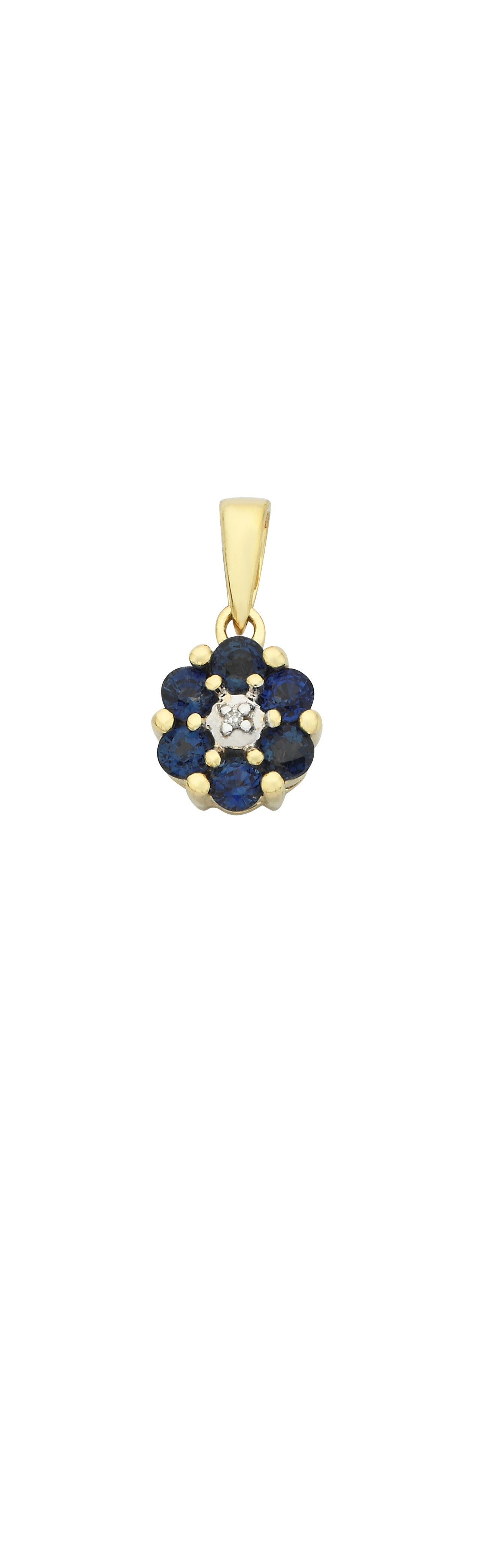 9ct sapphire and diamond flower pendant