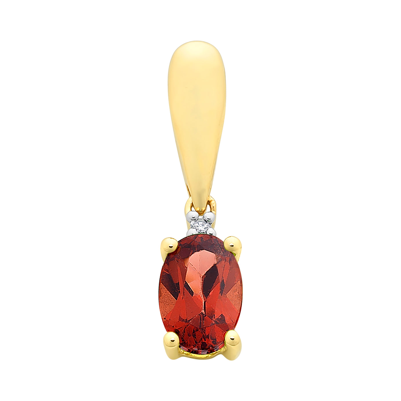 9ct Yellow Gold Garnet And Diamond Pendant
