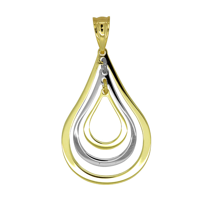 Yellow Gold & Sterling Silver Triple Tear Drop Pendant