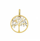 9Ct Yellow Gold Tree Of Life With Rhodium Plated Leaves