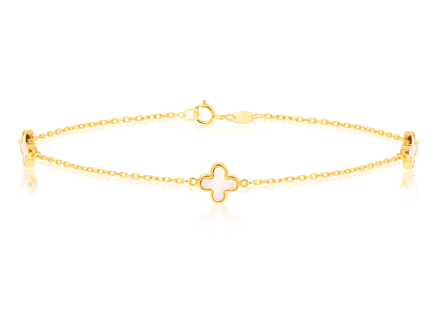 9ct Yellow Gold Mother Of Pearl Petal Bracelet