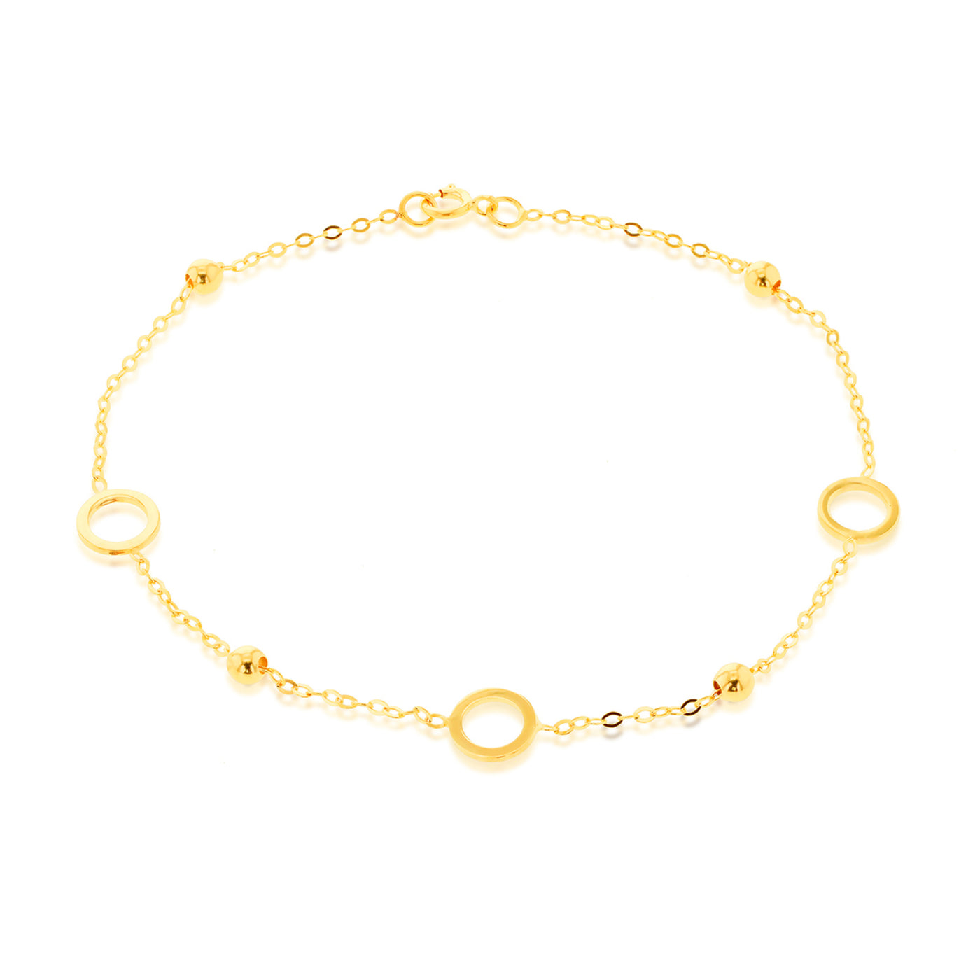 9ct Yellow Gold Circle And Ball Bracelet