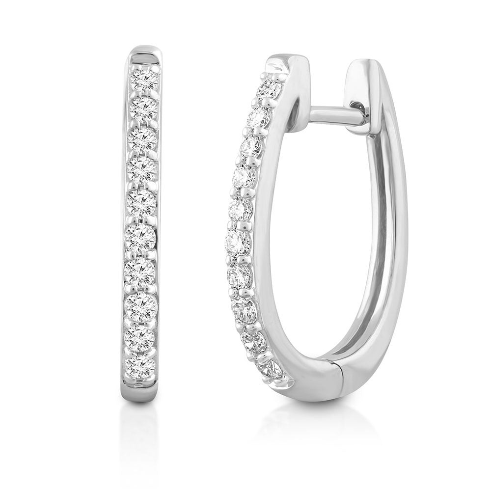 9ct White Gold Diamond Huggies