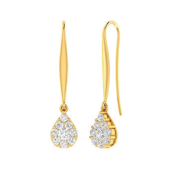 Yellow Gold Diamond Drop Earrings
