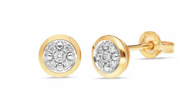 9ct Yellow Gold Diamond Cluster Studs