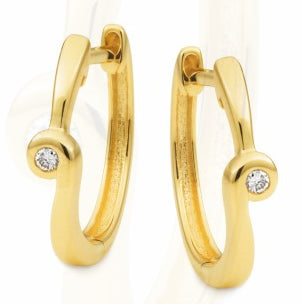 9Ct Gold Diamond Huggie Earrings